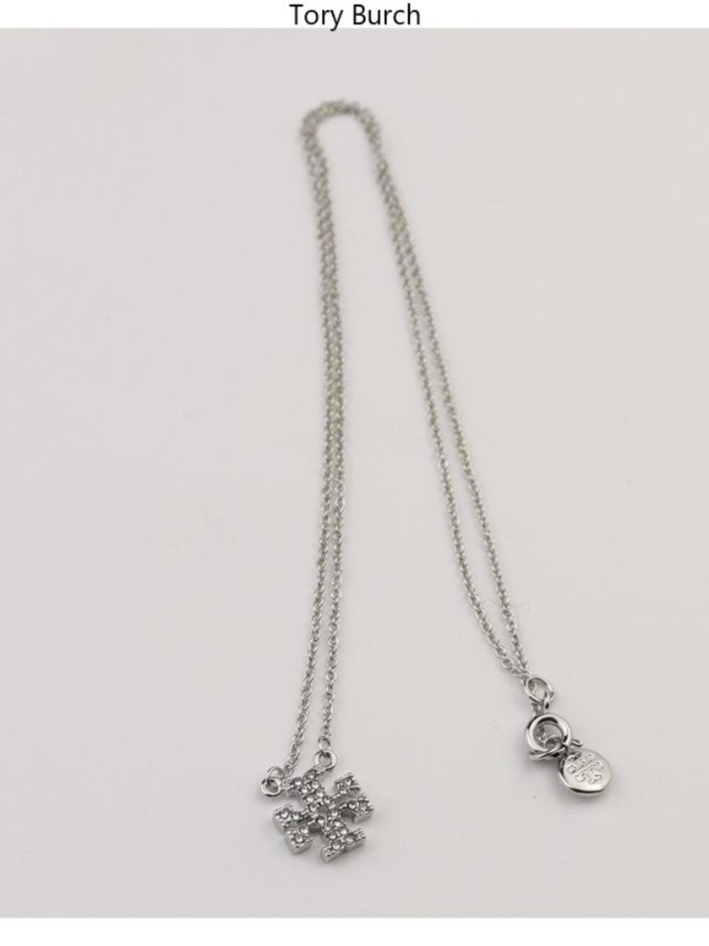 Tory Burch Silver Crystal Logo Bracelet